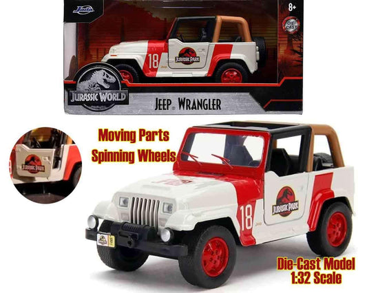Jurassic park - 1992 jeep wrangler yj sahara - 1:32 die-cast model