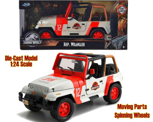 Jurassic park - 1992 jeep wrangler yj sahara - 1:24 die-cast model
