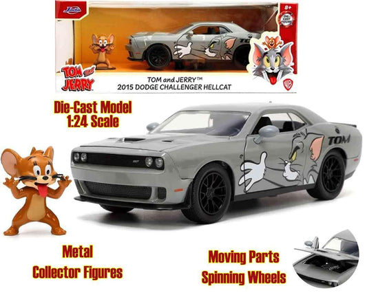 Tom & jerry - 2015 dodge challenger hellcat with jerry - 1:24 die-cast model