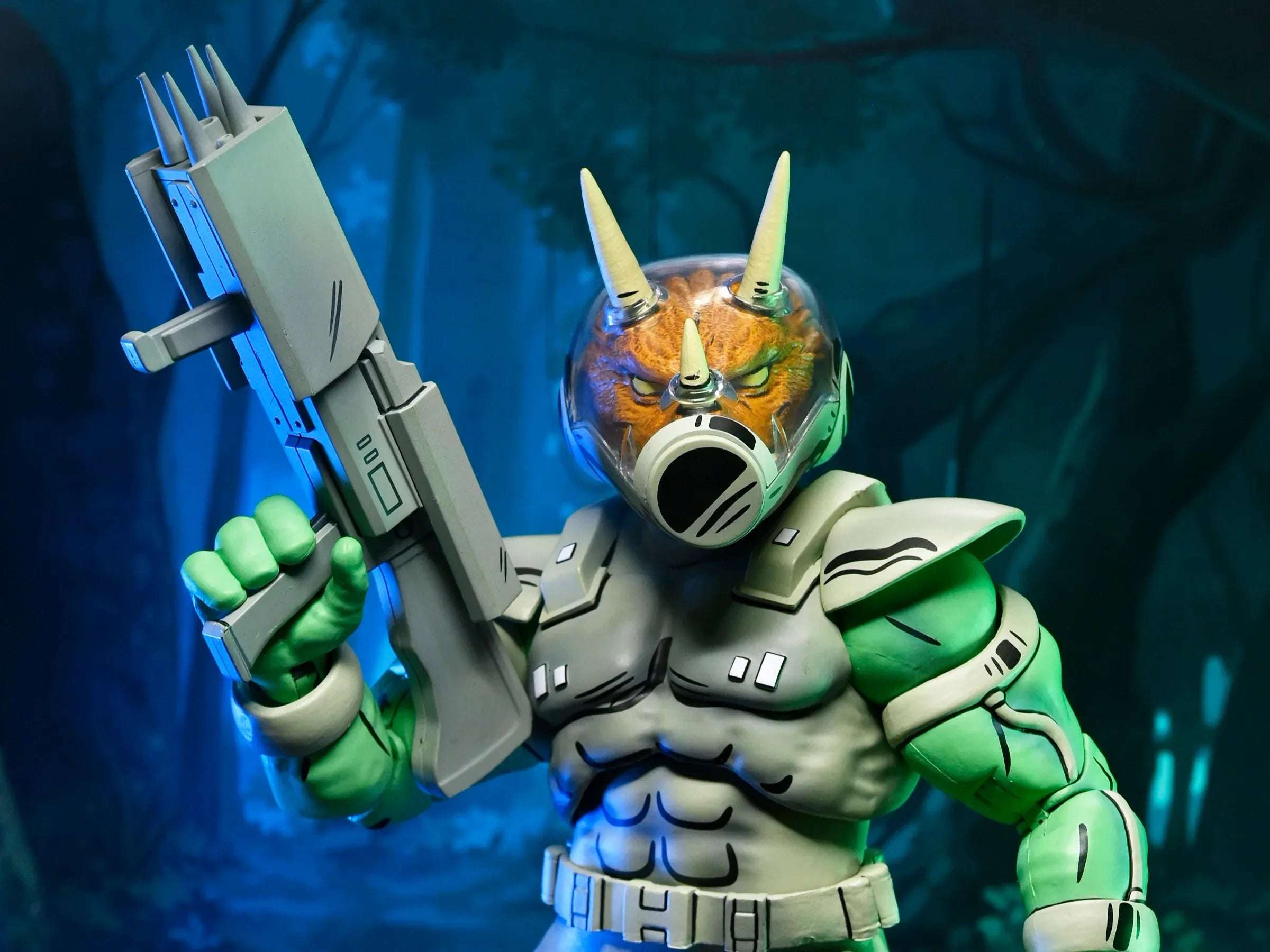 Upplev Stridskraften med TMNT Mirage Comics Shock Commandos Triceraton Actionfigur