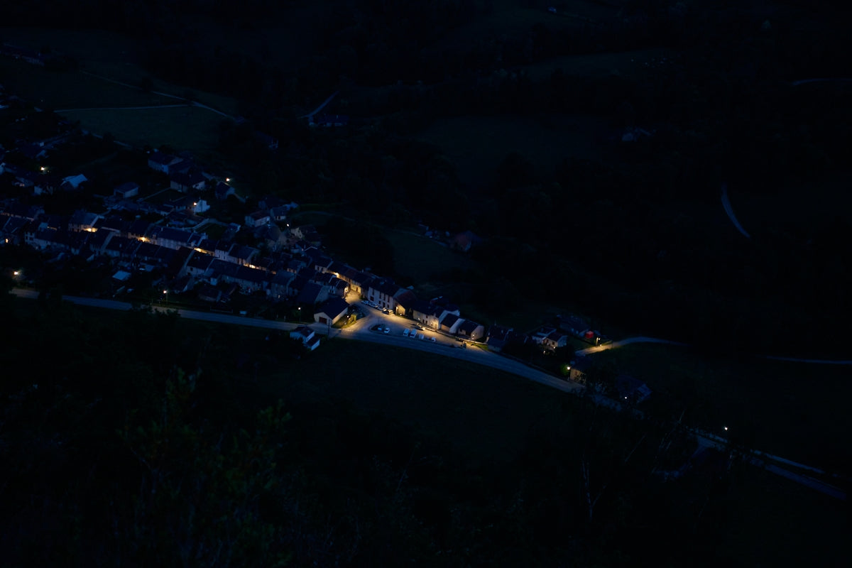 aerial view of city during night time