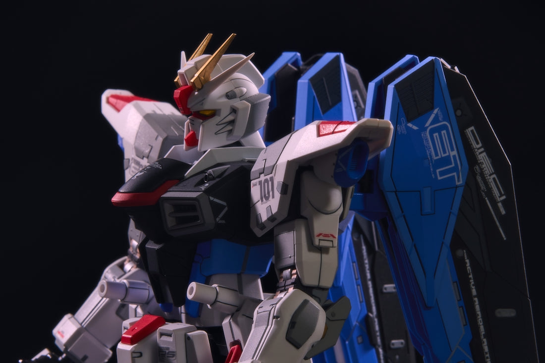 a close up of a toy robot with a black background