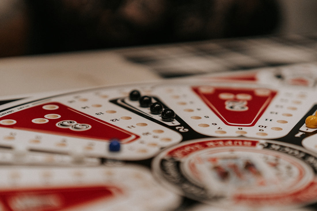 A close up of a playing card on a table