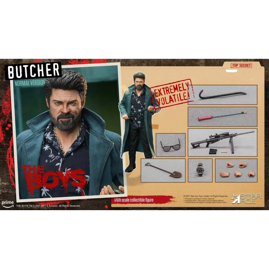 1/6-skala Billy Butcher-figur från The Boys i mörk turkos mantel