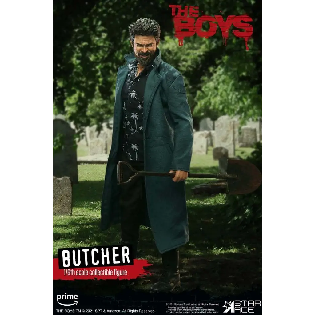1/6-skala Billy Butcher-figur från The Boys i teal jacka med yxa
