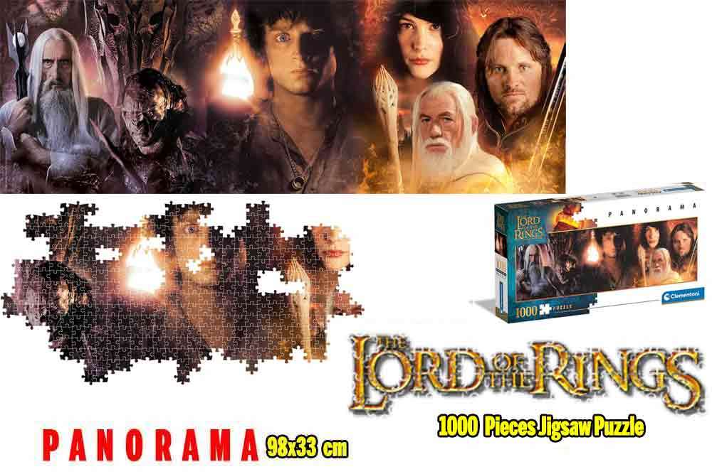 Lord of the Rings Pusselkollektion - Vänner och Fiender - Panorama 1000 bitar clementoni