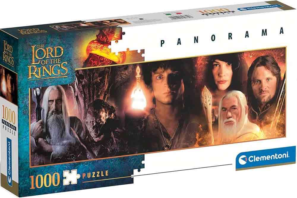 Lord of the Rings Pusselkollektion - Vänner och Fiender - Panorama 1000 bitar clementoni