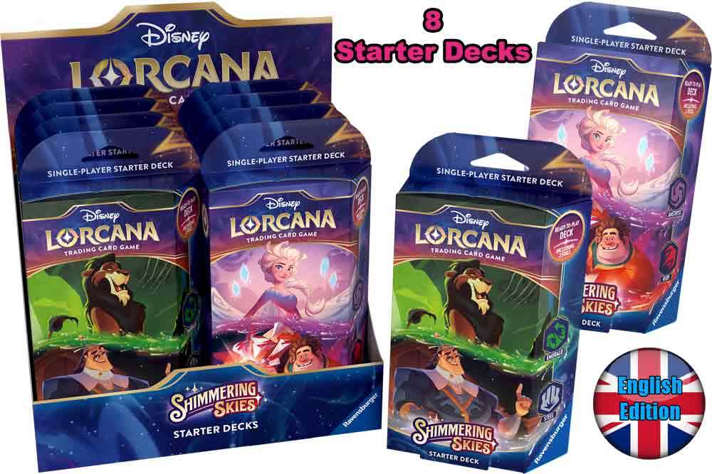 Lorcana - Shimmering Skies - Starter Deck Display (8 Decks) - Engelsk ravensburger