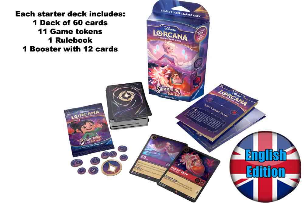Lorcana - Shimmering Skies - Starter Deck Display (8 Decks) - Engelsk ravensburger