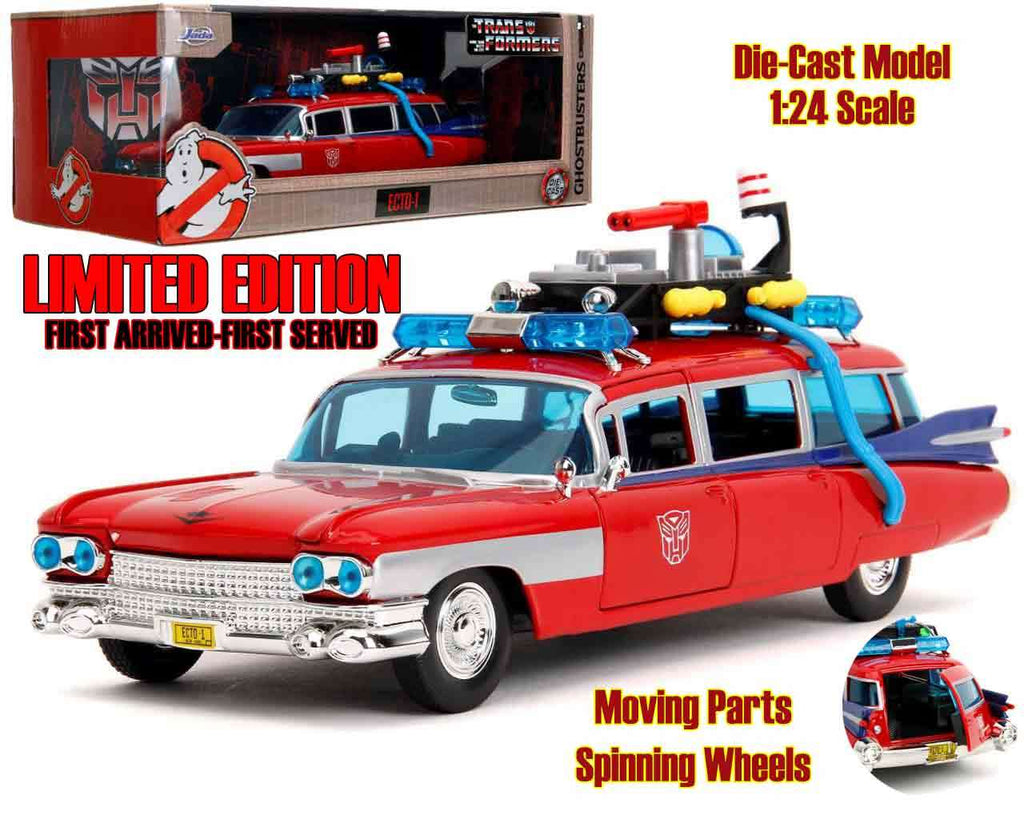 Ghostbusters - transformers - ecto-1 x optimus prime - begränsad upplaga - 1:24 die-cast modell