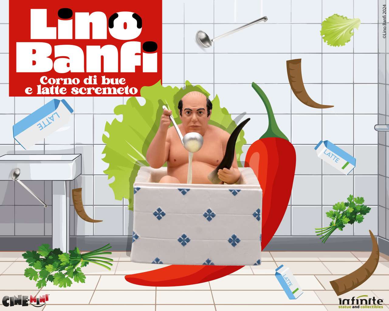Lino Banfi Corno di Bue och Skummad Mjölk Cinemini PVC