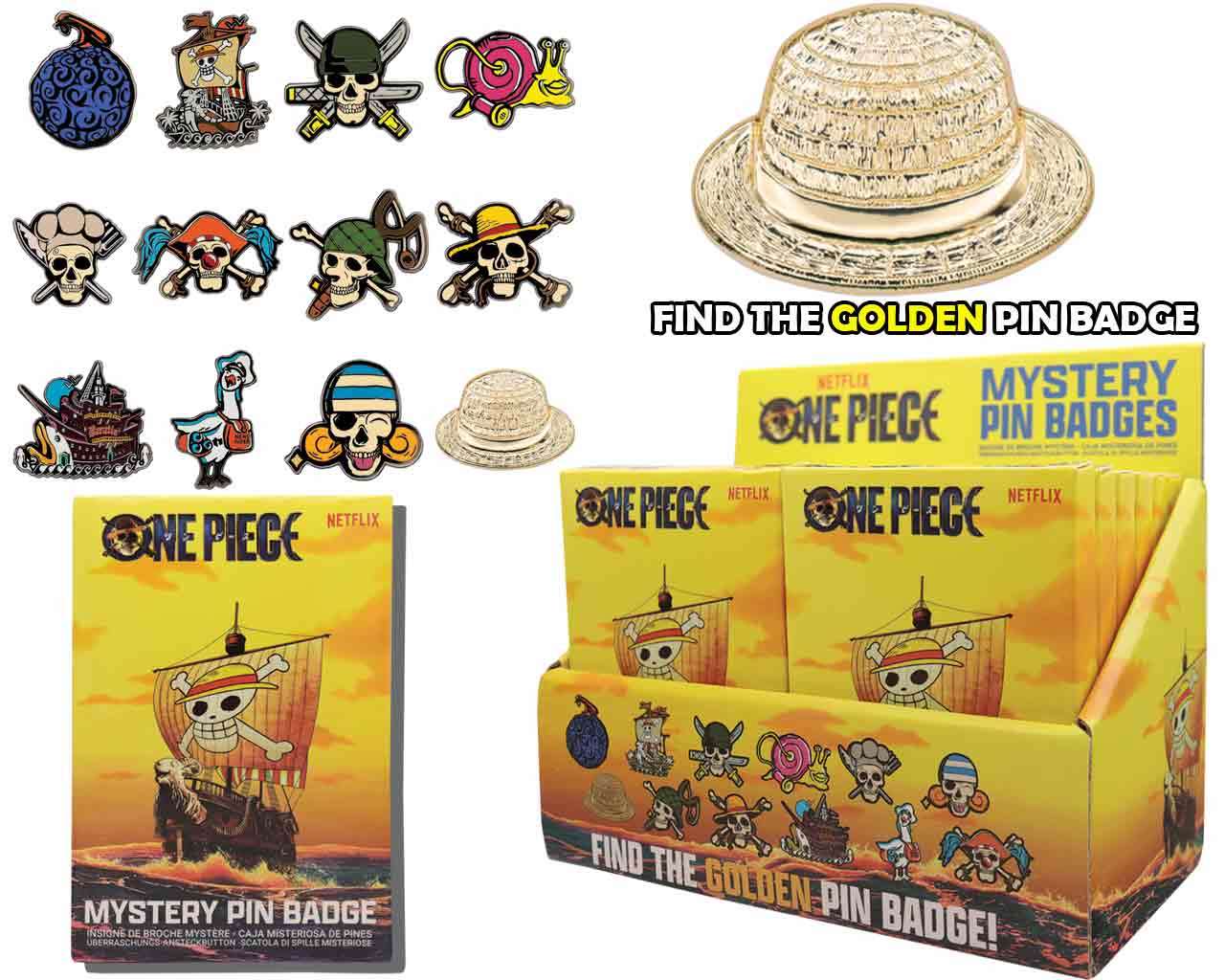 One Piece - Mystery Pin Badge Display of 12 Blind Boxes fanattik