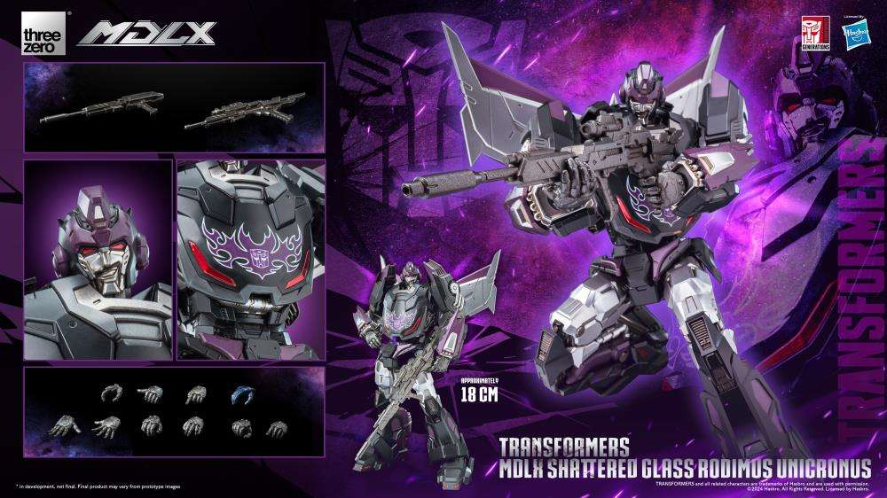 Transformers MDLX Shattered Glass Rodimus Unicronus Figur threea toys/threezero