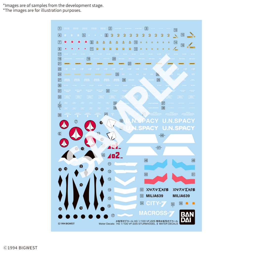 HG VF-22S Sturmvogel II Vatten Decaler 1/100 bandai model kit gunpla