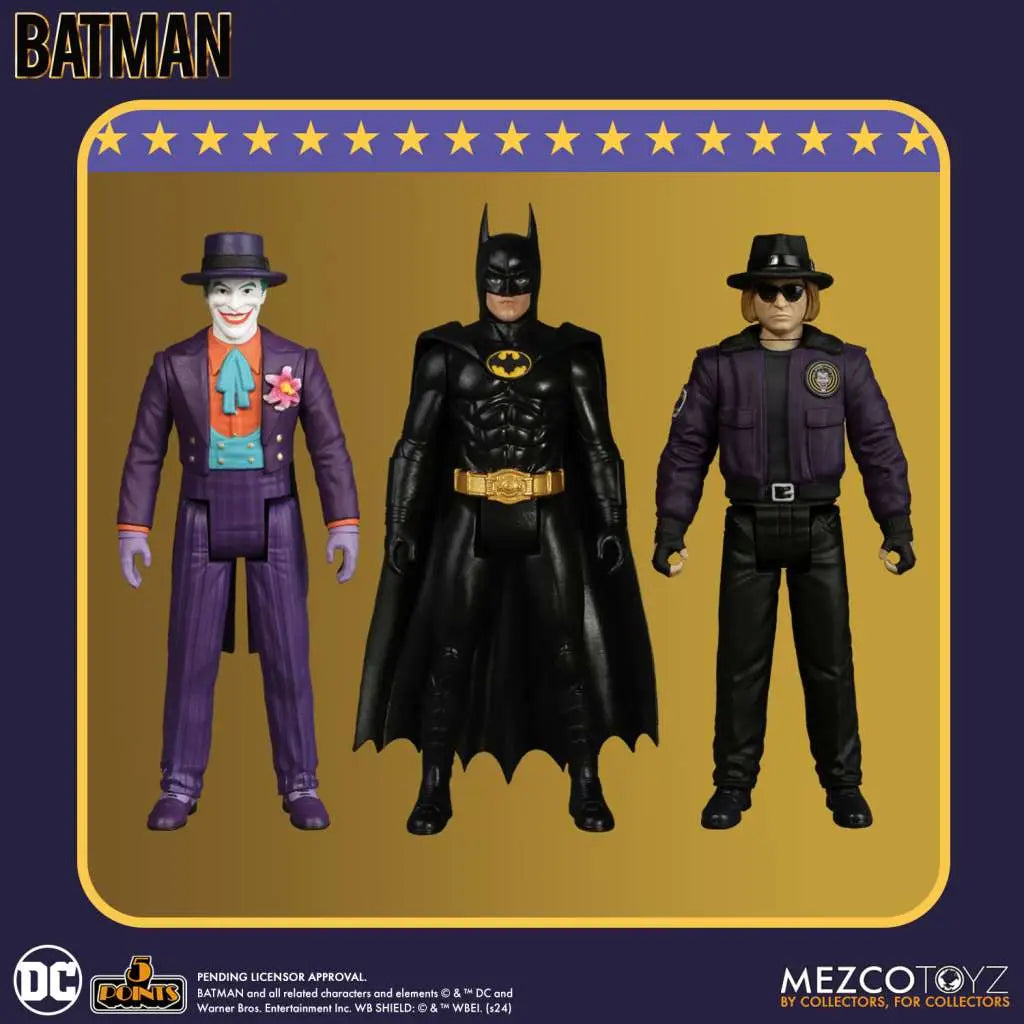 5 Points 1989 Batman Af Set (3) – Deluxe Set med Batman, Joker och Joker Goon från Tim Burton-filmen