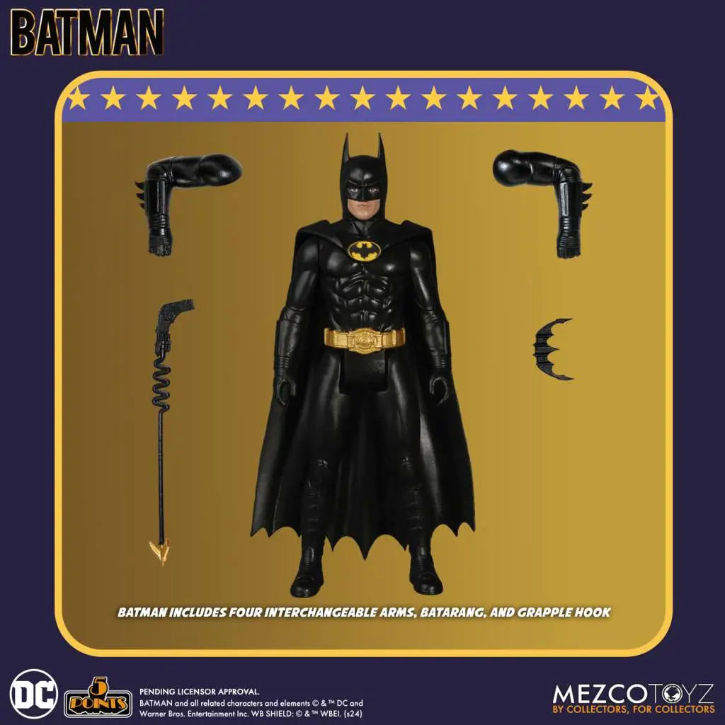 5 Points 1989 Batman Af Set (3) – Deluxe Set med Batman, Joker och Joker Goon från Tim Burton-filmen