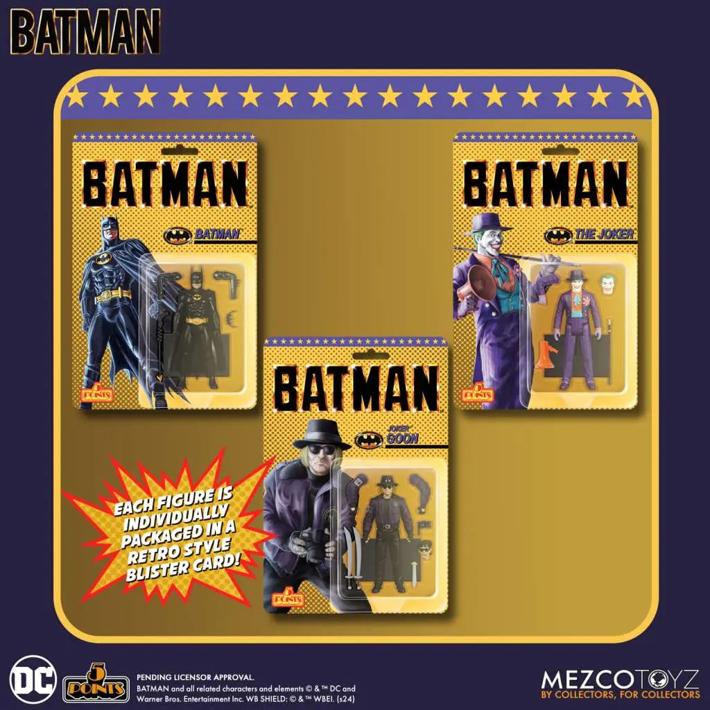 5 Points 1989 Batman Af Set (3) – Deluxe Set med Batman, Joker och Joker Goon från Tim Burton-filmen