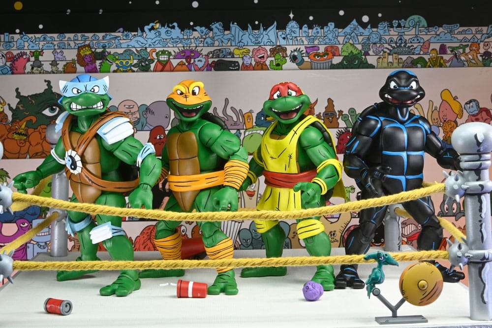 TMNT Stump Wrestling Turtles 4-Pack Actionfigurer neca