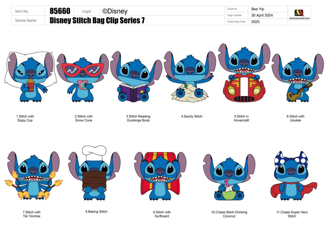 Stitch S7 Bag Clip Blind Box Display (24) monogram