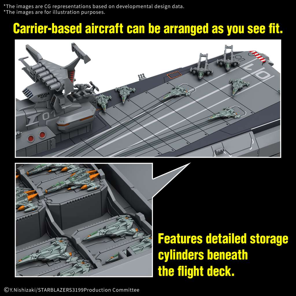 Yamato 3199 EFCF Hyuga Class Battlecarrier DCV-01 Hyuga 1/1000 bandai model kit gunpla