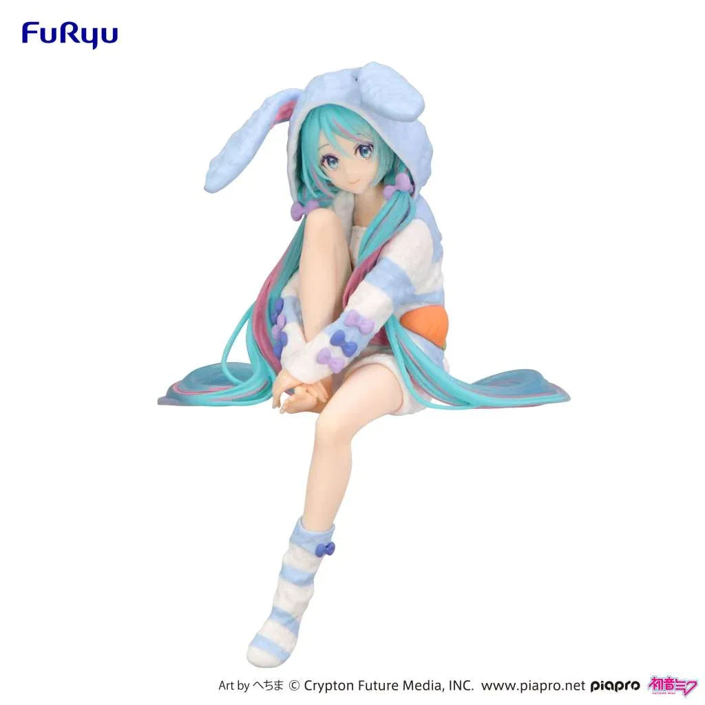 Hatsune Miku Rabbit Ear Hood Pajama Blue Noodle Stopper Figur - Robotto
