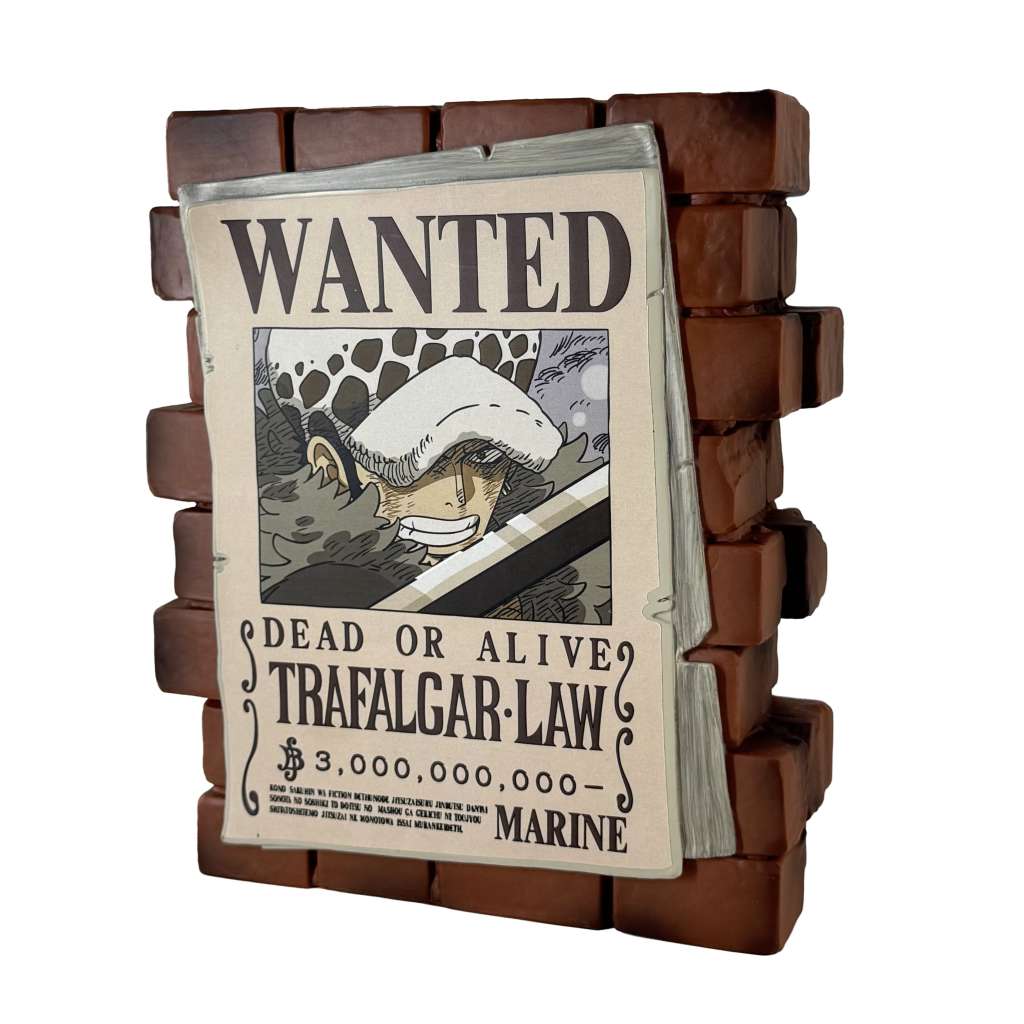 One Piece Poster Wanted Law Sparbössa plastoy