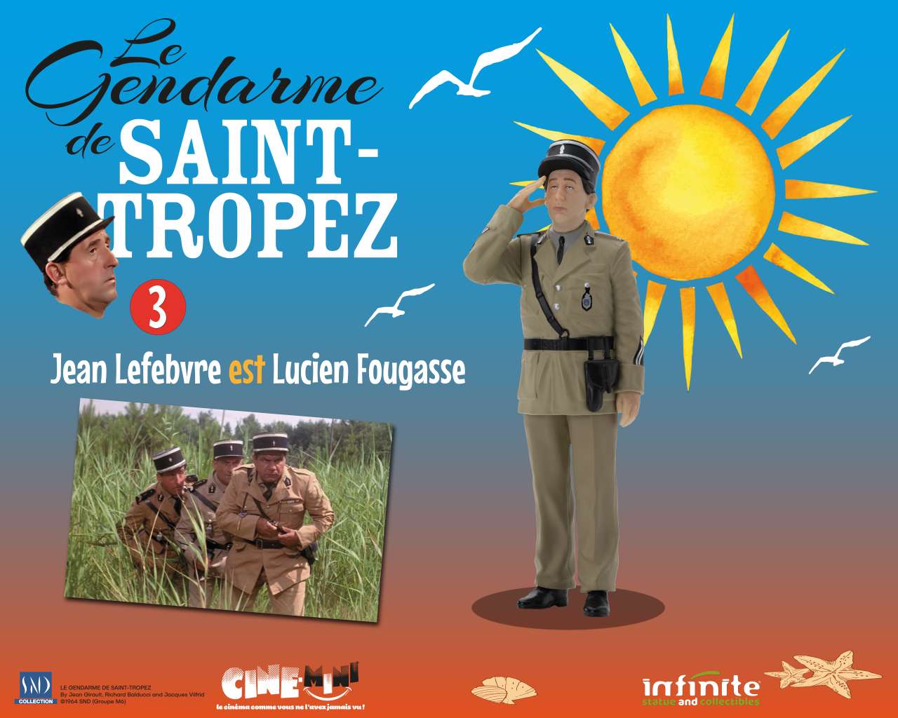 Le Gendarme de Saint-Tropez #3 - Jean Lefebvre som Lucien Fougasse Cine-Mini PVC infinite statue