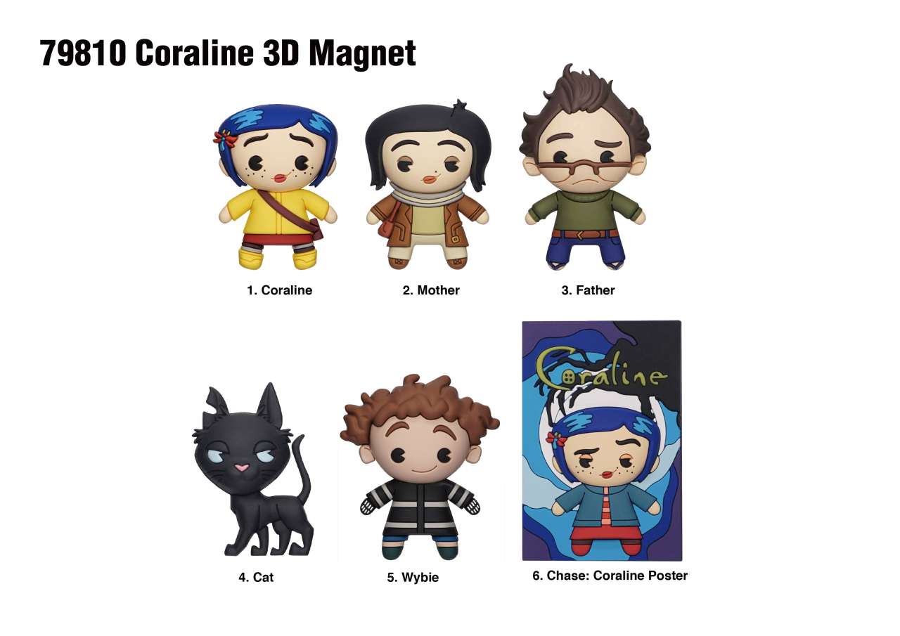 Coraline Magnets Blind Pack Display (12) monogram