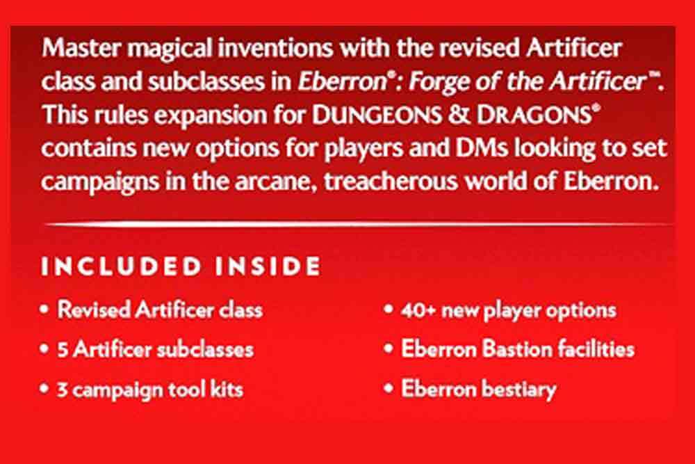 Dungeons & Dragons - Eberron: Forge of the Artificer wizards of the coast