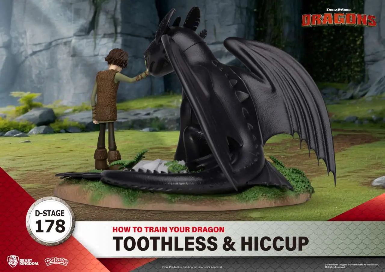 Draktränaren Tandlöse & Hiccup - Detaljerad Diorama från Beast Kingdoms D-Stage-serie