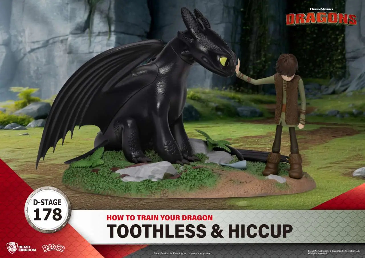 Draktränaren Tandlöse & Hiccup - Detaljerad Diorama från Beast Kingdoms D-Stage-serie