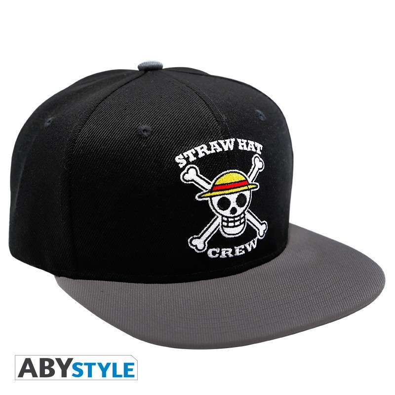One Piece Black & Grey Skull Snapback Cap abystyle studio
