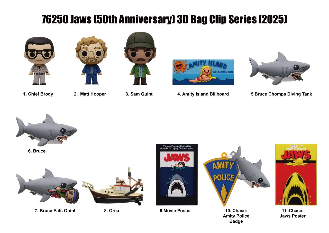 Jaws 50-årsjubileum S1 Bag Clip Blind Box Display (24) monogram