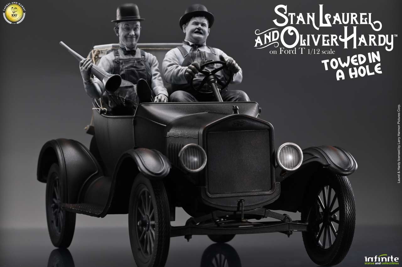 Laurel & Hardy Towed In A Hole Ford T 1/12 Skala infinite statue
