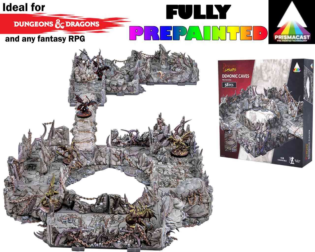 Dungeons & Lasers Demonic Caves Prismatic Pre-Målad Terräng archon games