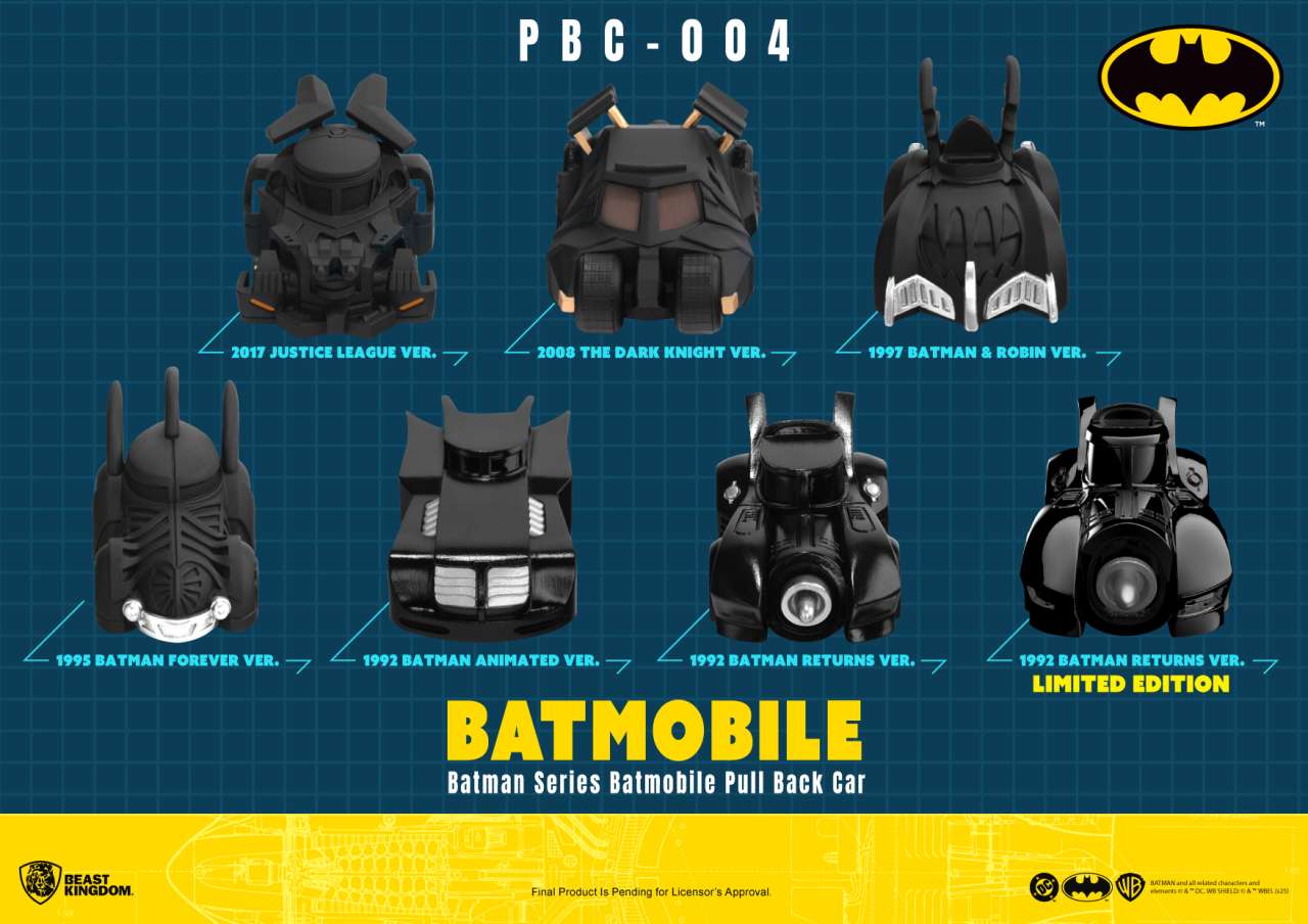 Batman Batmobile Pull Back Bil Blind Box Set (6) beast kingdom