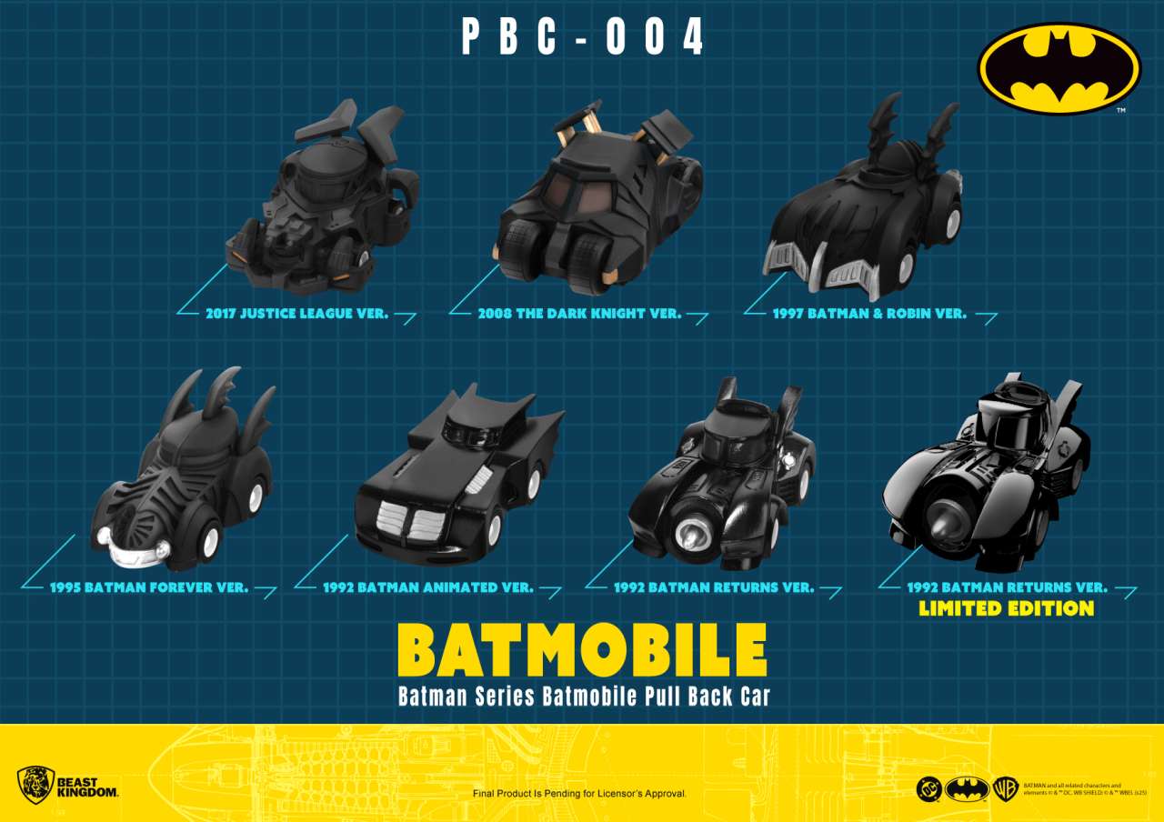Batman Batmobile Pull Back Bil Blind Box Set (6) beast kingdom