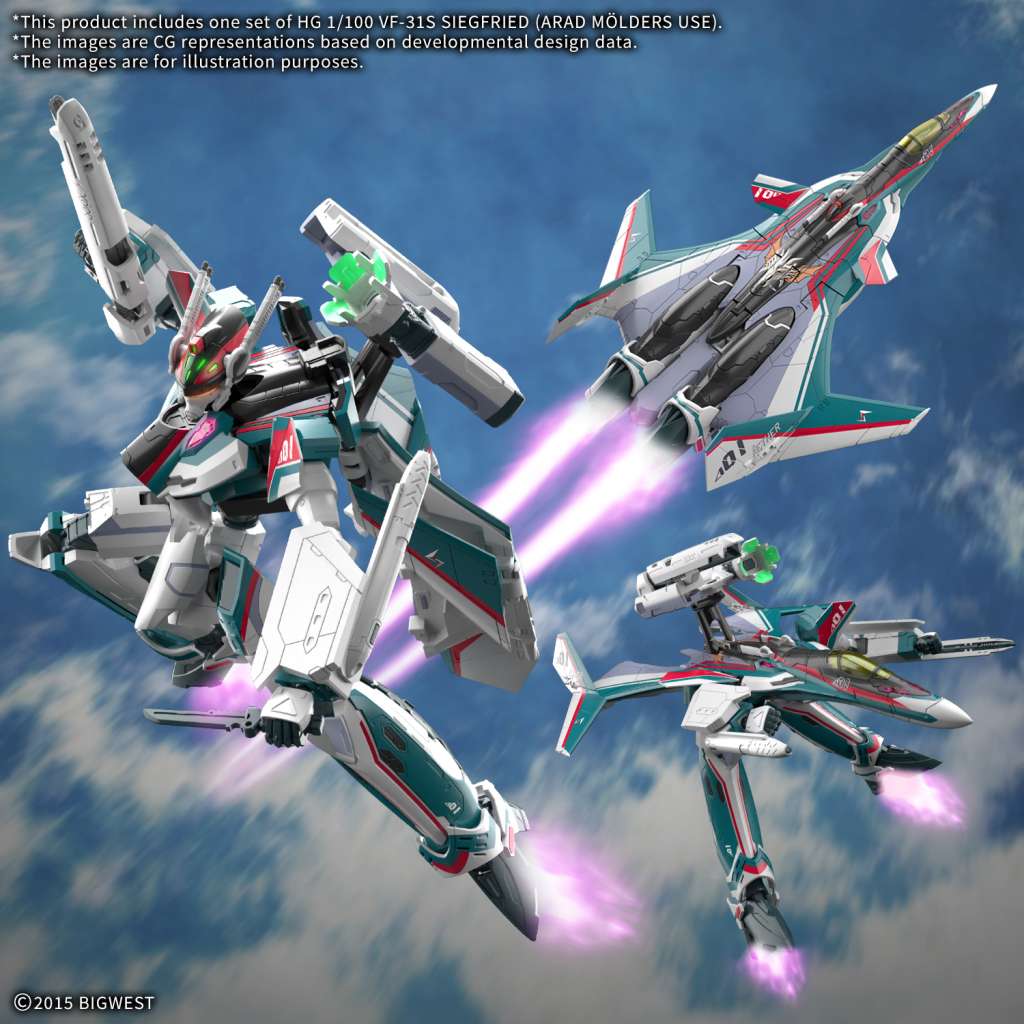 HG VF-31S Siegfried Arad Moulders 1/100 - Modellbyggsats bandai model kit gunpla