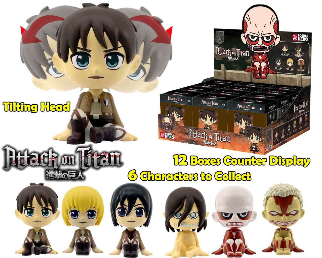 Attack on Titan - Bobble Head - Blind Boxes Counter Display (12 enheter) yume