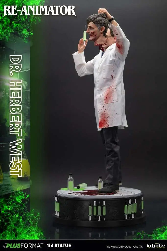 Re-animator Dr Herbert West 1/4 Plus Format Figur - Exklusiv Samlarfigur i Harpiks med Klädesplagg och Självlysande Tillbehör