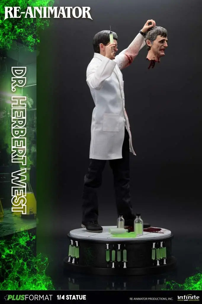 Re-animator Dr Herbert West 1/4 Plus Format Figur - Exklusiv Samlarfigur i Harpiks med Klädesplagg och Självlysande Tillbehör