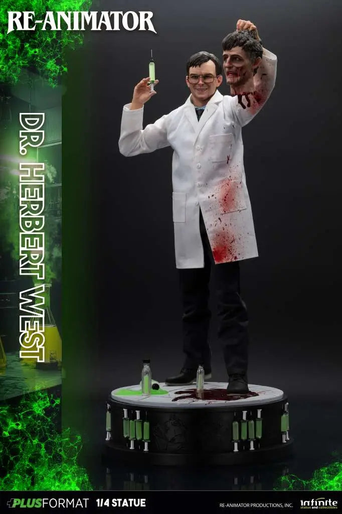 Re-animator Dr Herbert West 1/4 Plus Format Figur - Exklusiv Samlarfigur i Harpiks med Klädesplagg och Självlysande Tillbehör