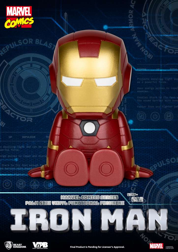 Iron Man Marvel Comic Series Handstorlek Vinylbank beast kingdom