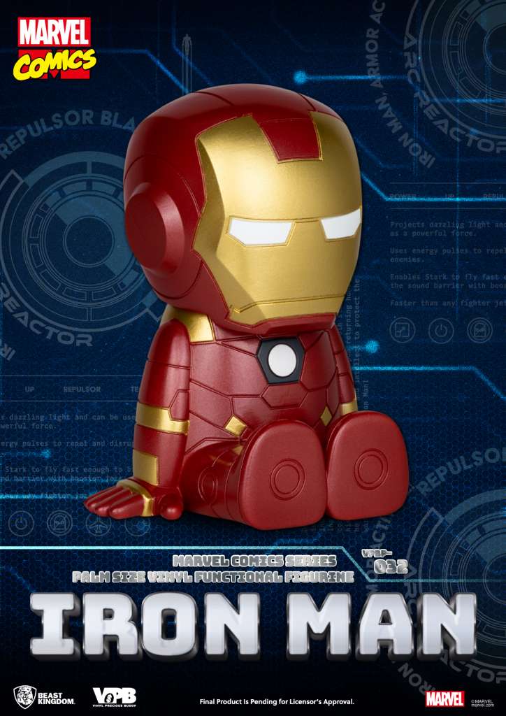Iron Man Marvel Comic Series Handstorlek Vinylbank beast kingdom