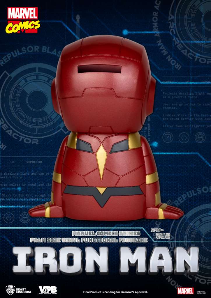 Iron Man Marvel Comic Series Handstorlek Vinylbank beast kingdom