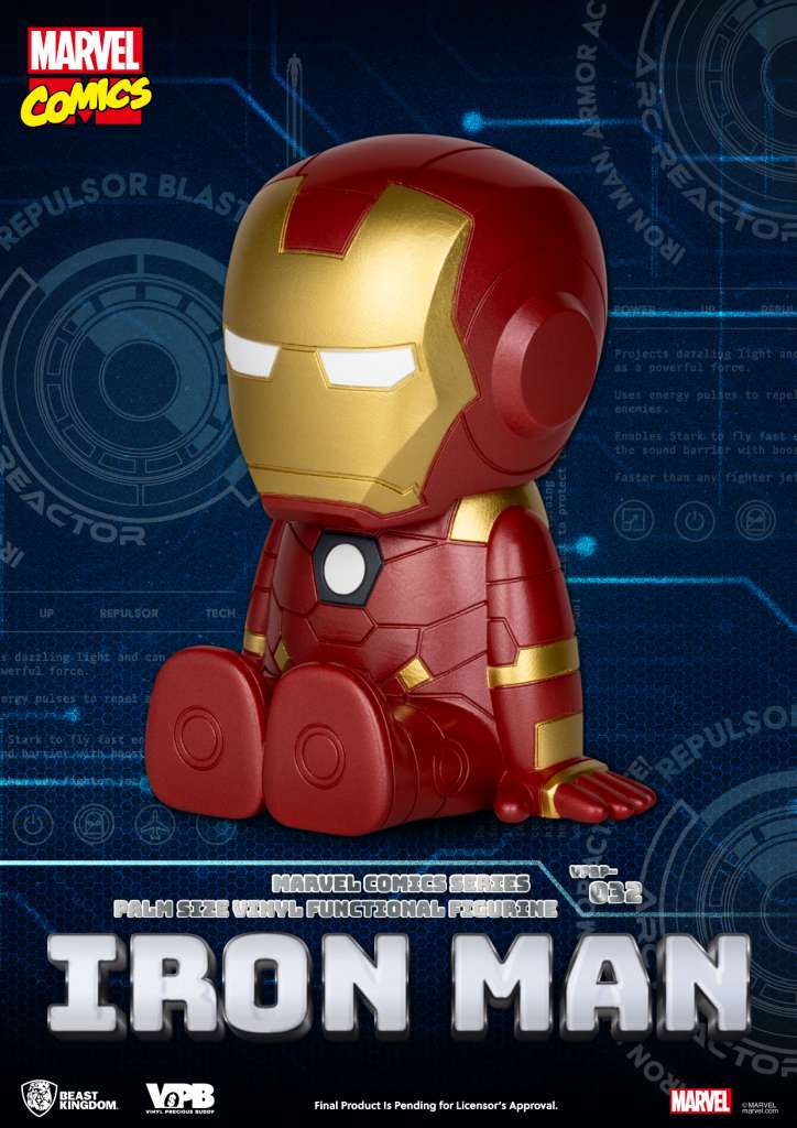 Iron Man Marvel Comic Series Handstorlek Vinylbank beast kingdom