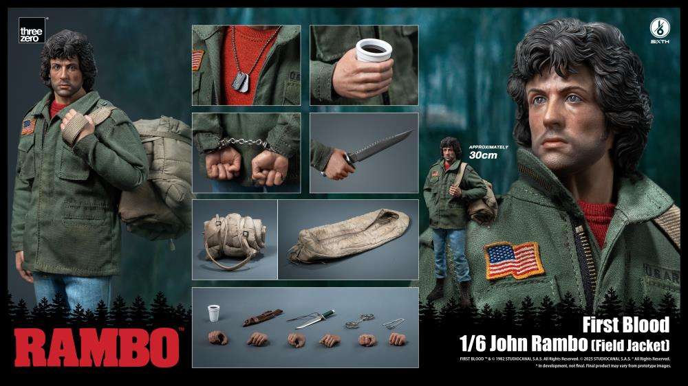 Rambo: First Blood John Rambo Fältjacka 1/6 Figur threea toys/threezero