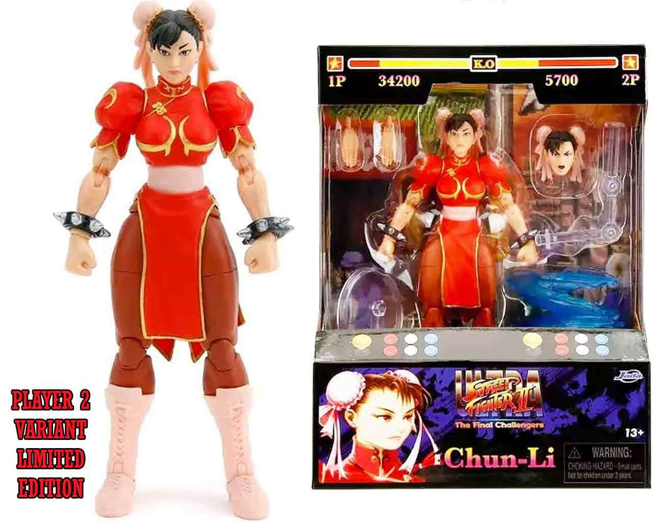 Street Fighter 2: Chun-Li Röd Klänning - De Luxe Action Figur 1:12 jada toys