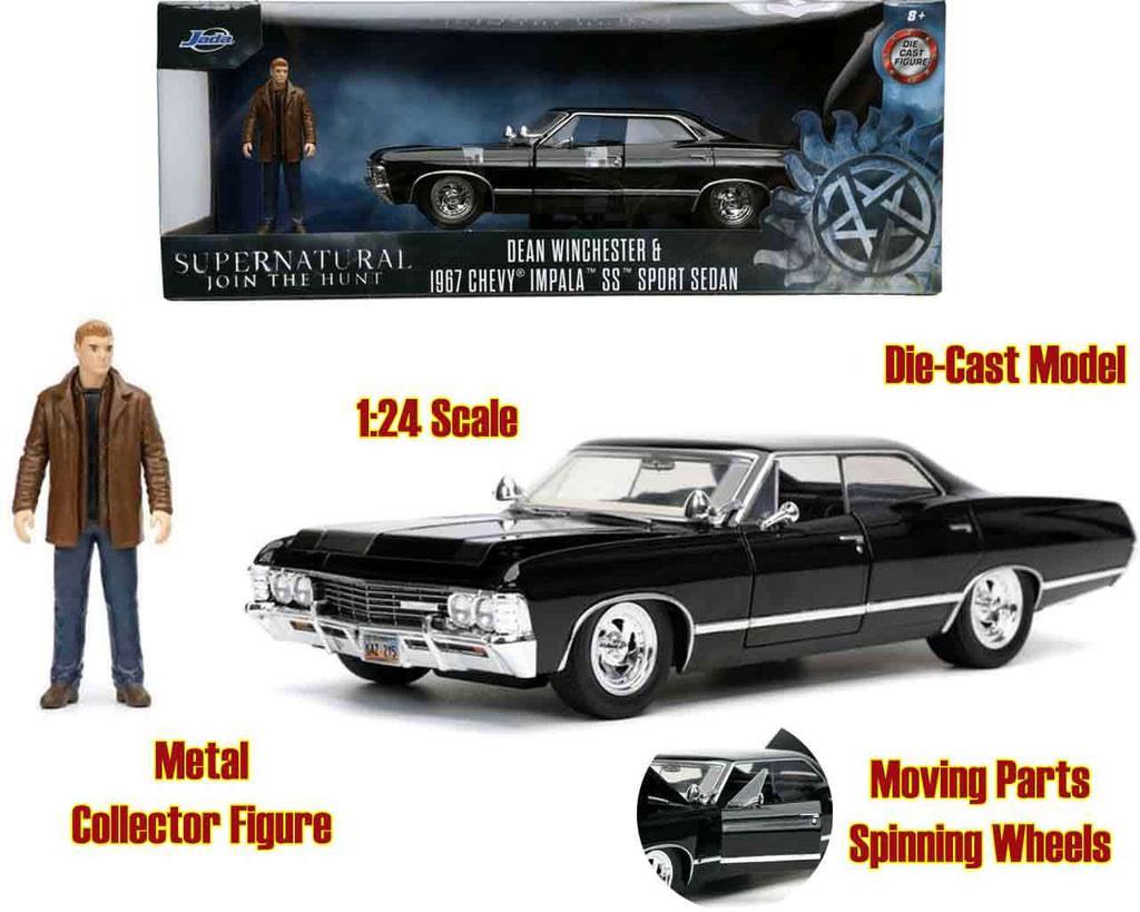 Supernatural - 1967 Chevrolet Impala med Dean Winchester - 1:24 Die-Cast Modell jada toys