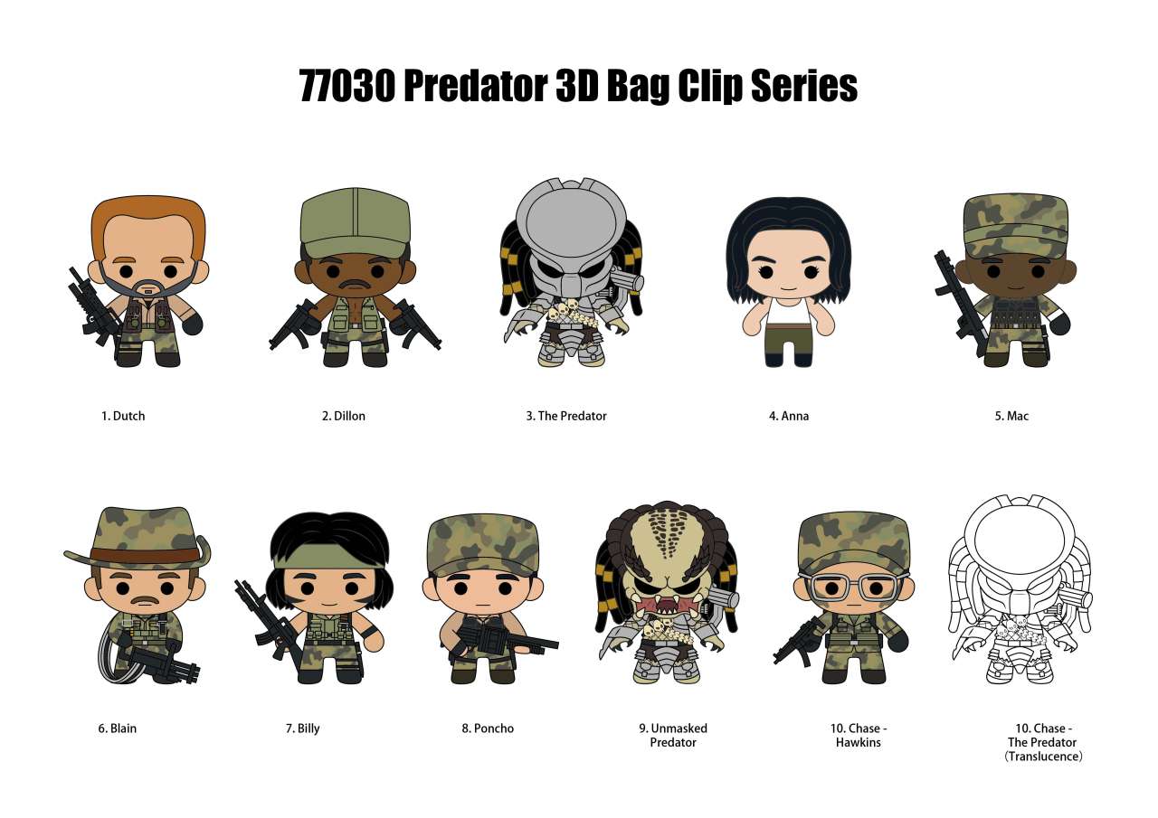 Predator 3D S1 Bag Clip Blind Box Display (24) monogram